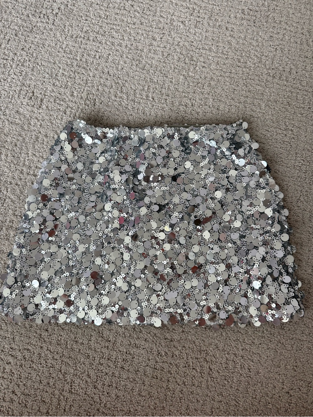 Katie J NYC Silver Sequin Mini Skirt